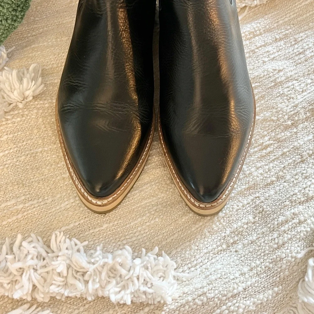 Roolee Prince Black Leather Pointy Toe Booties Boots 40 - Picture 10 of 16